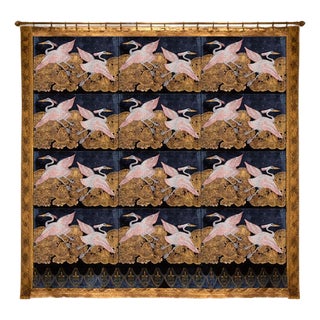 Heron Silk Velvet Throw Bedspread For Sale