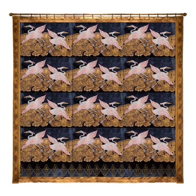 Heron Silk Velvet Throw Bedspread For Sale