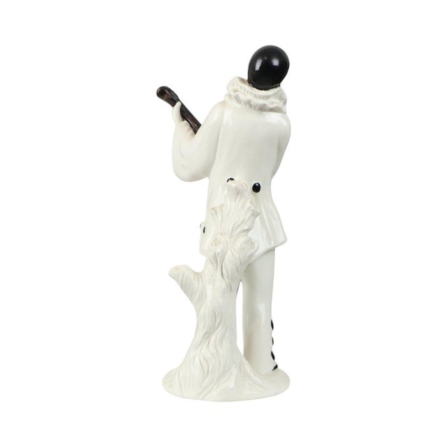 Vintage Ceramic Pierrot Statue with Lute, France, 1960s For Sale - Image 5 of 14