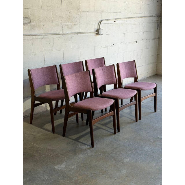 Mid-Century Modern Rosewood Dining Chairs in Style of Erik Buch Upholstered Mid-Century Seating Set of 6 Denmark 1960s For Sale - Image 3 of 11