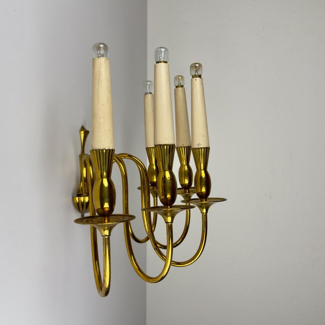 Vintage Brass Wall Lamp by Stilnovo, Italy, 1950s For Sale - Image 6 of 18