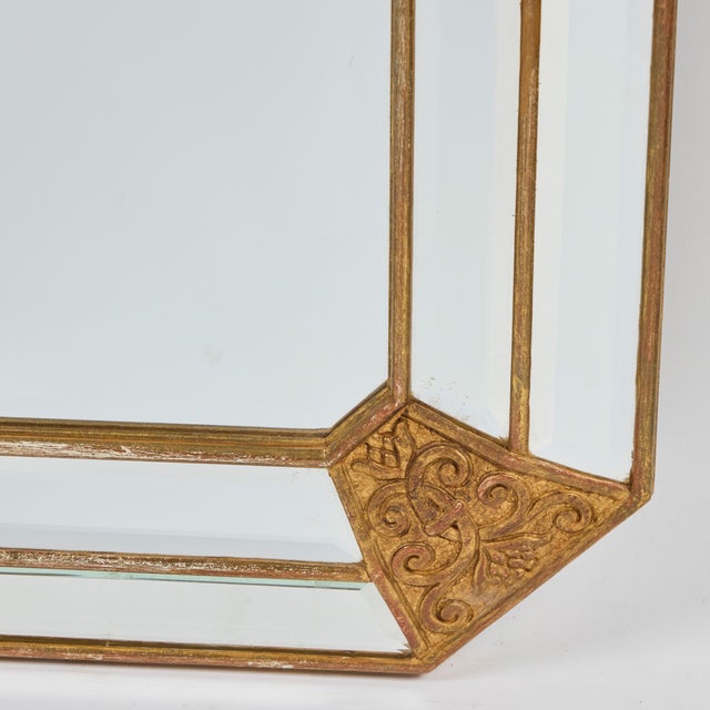 Wood 1920s Italian Deco Mirror With Gilt-Wood Accents For Sale - Image 7 of 7