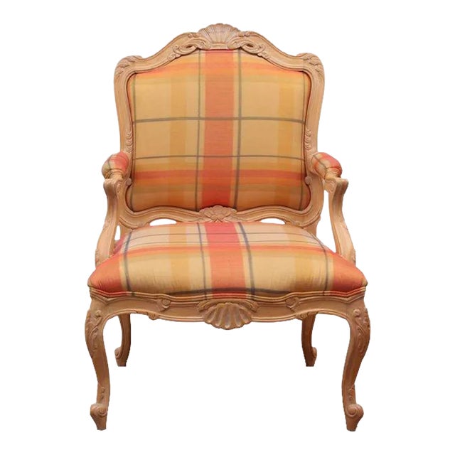 Early 18th Century Vintage Louis XV French Handvarved Armchair For Sale