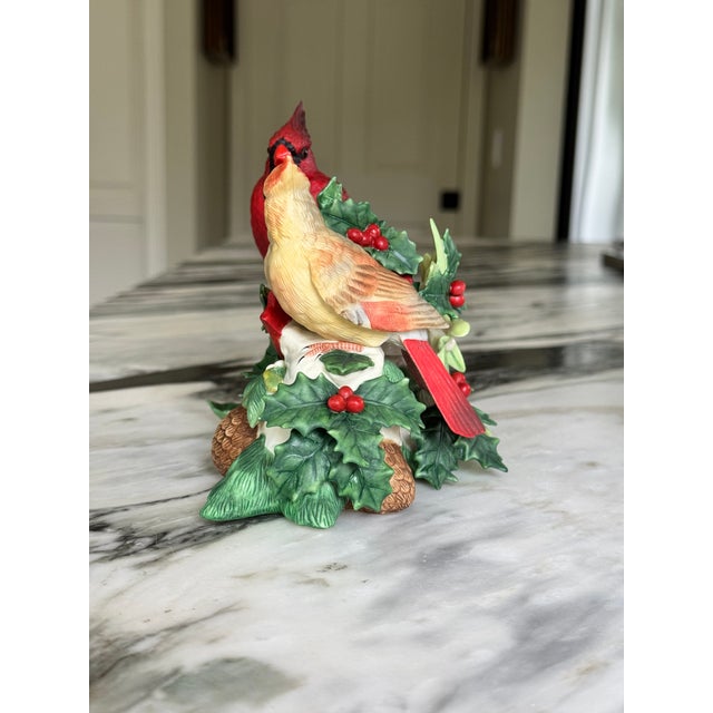 Lenox Lenox Winter Greetings Porcelain Cardinal Motif Candle Holder For Sale - Image 4 of 13