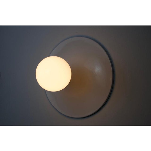 Vintage White Disc-Shaped Flush Mount, Italy, 1960s For Sale - Image 4 of 11