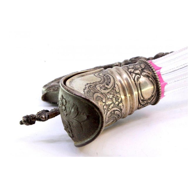 Wine Jug in Cut Glass with Silver Structure, in Very Good conditions. Designed 1890 to 1919 This piece has an attribution...