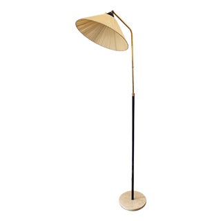 Italian Brass Floor Lamp with Travertine Base, 1950s For Sale