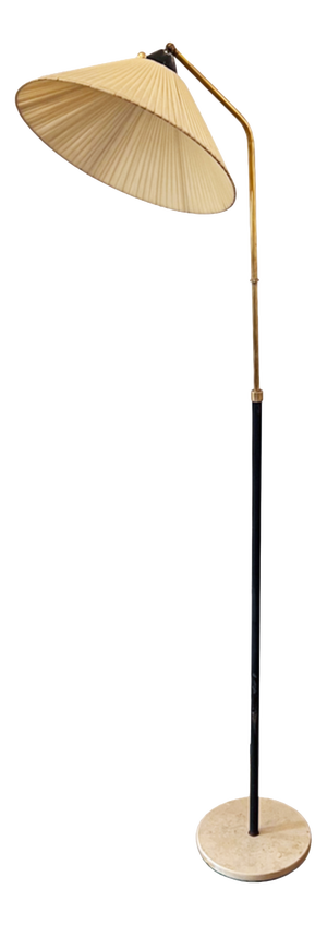 Italian Brass Floor Lamp with Travertine Base, 1950s