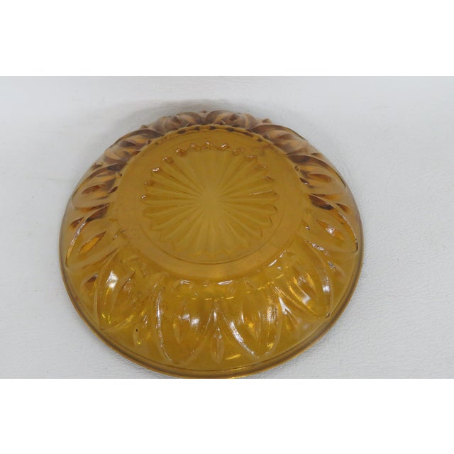 Glass Mid 20th Century Pressed Glass Small Bowls Pair of 2 Amber Color Fruit Snack Butter Dishes - Set of 2 For Sale - Image 7 of 11