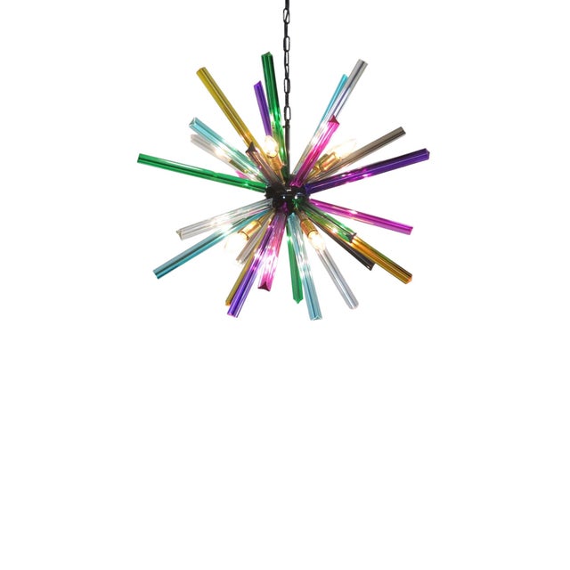 Italian Multicolored Glass Sputnik Chandelier, Contemporary Spectacular contemporary Italian Sputnik chandelier featuring...
