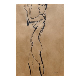 " French Nude" Modern Ink Drawing For Sale