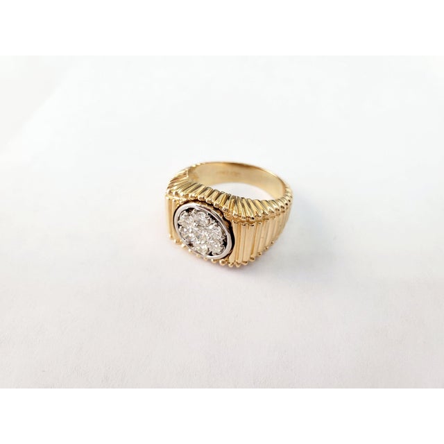 Contemporary Men's Diamond Cluster Ring .75cttw 14k Yellow Gold, Size 12 For Sale - Image 3 of 4