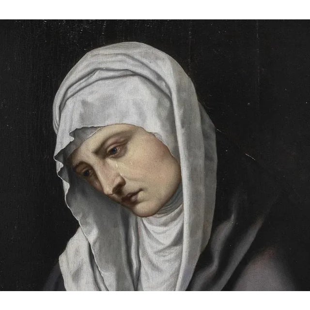 Follower of Titian Vecellio, Mater Dolorosa, 17th Century, Oil on Panel For Sale - Image 3 of 6