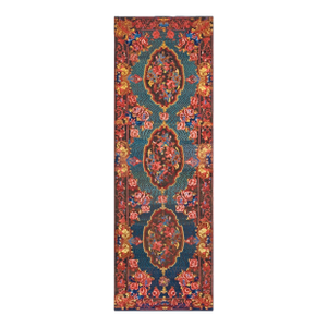 Impressive Green Ground Displays Three Bouquet Antique Caucasian Zeychor Rug With European Design Influences