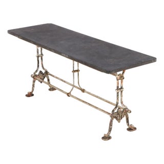 A French Iron and Iron Table With a Blue Stone Top, C. 1880. For Sale