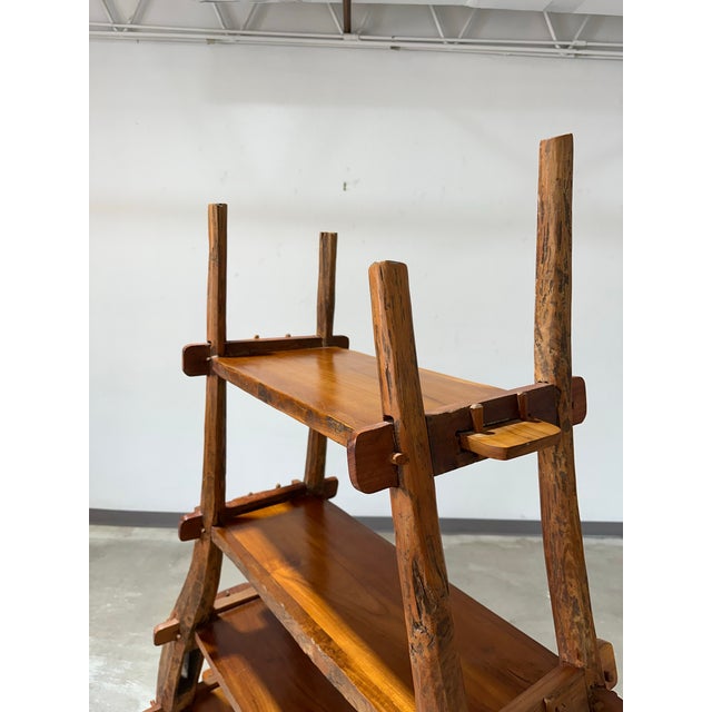 Vintage European Primitive Hand Carved Book Shelf With Mortise and Tenon Joints For Sale - Image 11 of 12