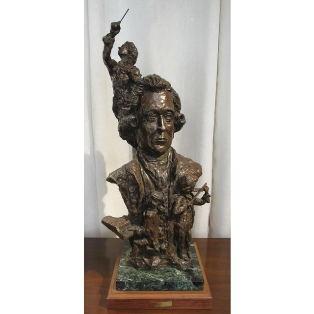 Expressionism Amazing Bronze Bust of Composer Mozart by Steve Pastner For Sale - Image 3 of 13