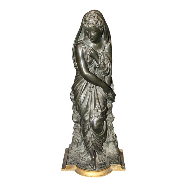 19th-C Neoclassical Bronze Figural Sculpture of a Draped Woman by Maclean For Sale