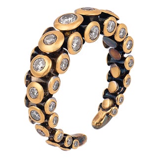 Lugano 1.50 Carat Total Weight Diamond 18k Yellow Gold Ring, Size 7.75 For Sale