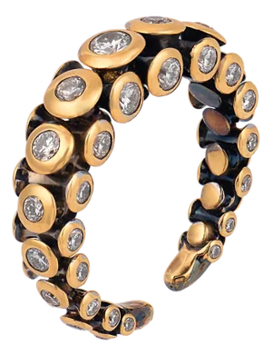 Lugano 1.50 Carat Total Weight Diamond 18k Yellow Gold Ring, Size 7.75