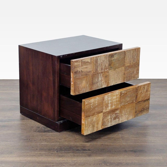 Modern Two Drawer Wood Nightstand For Sale - Image 3 of 9