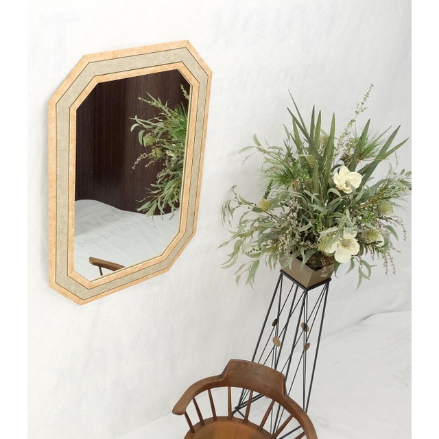 Tessellated Frame Octagonal Rectangle Shape Brass Inlay Wall Mirror For Sale - Image 9 of 10