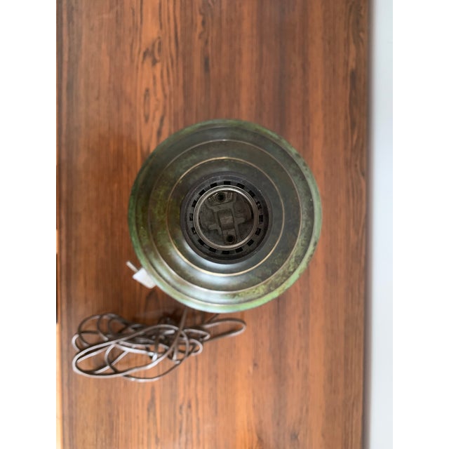 Art Deco Table Lamp in Patinated Bronze with Eagles Holding Globe, France, 1940s For Sale - Image 11 of 18