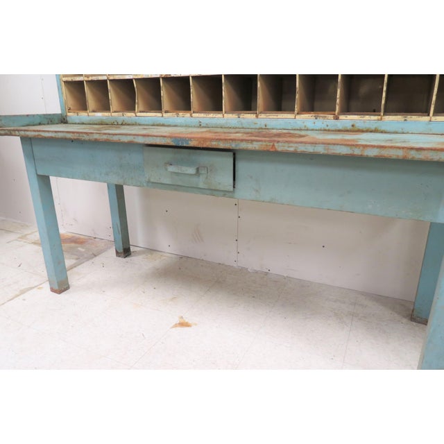 Vintage Mid Century Post Office Metal Postal Sorting Table, Sorting