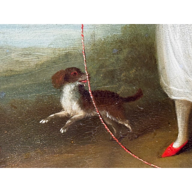 Wood Historical Oil Painting Portrait of Louisa Cooke and “Mr. Quiz”: Home Before Trafalgar British Provincial School, in the Manner of George Romney For Sale - Image 7 of 18