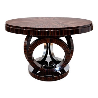 Vintage Round Wooden Table, 1980s For Sale