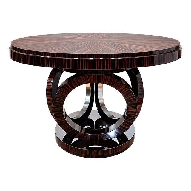 Vintage Round Wooden Table, 1980s For Sale