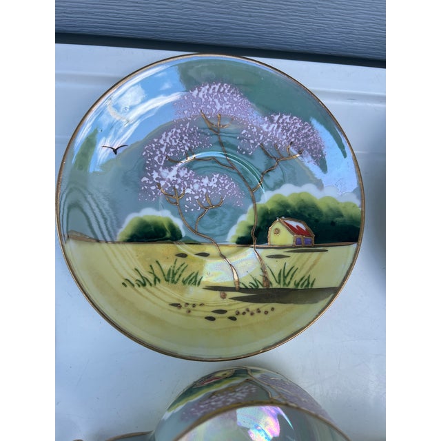 Art Nouveau 1920s Japanese Cherry Blossom Lusterware Tea Set by Moriyama -17Pc For Sale - Image 3 of 12