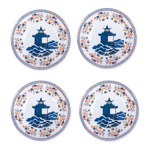 Floral Melamine Soup/Cereal Bowls, Set of 4 For Sale