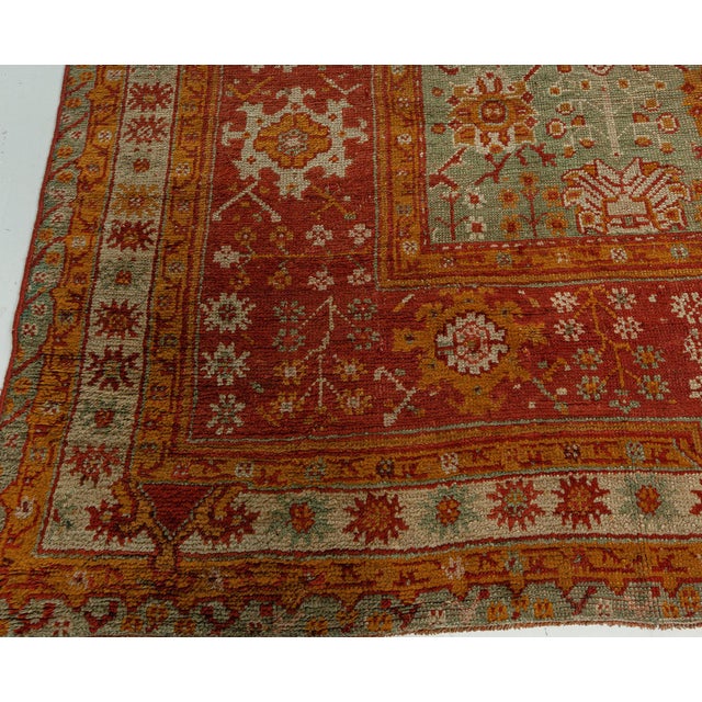 Turkish Handmade Antique Decorative Turkish Oushak Rug For Sale - Image 3 of 8