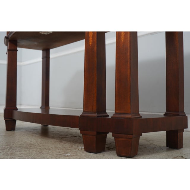 Henredon Inlaid Mahogany Marble Top Console Sideboard For Sale - Image 11 of 18