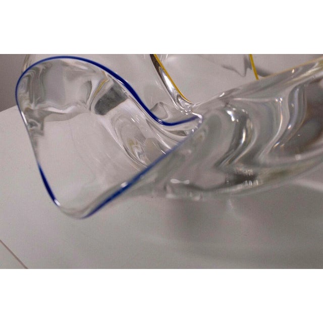 Blue Late 20th Century Frantisek Zemek Signed Blue & Yellow Abstract Glass Sculpture with Dual Bowls For Sale - Image 8 of 10