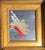New small but mighty abstract painting on paper in custom Larson Juhl frame under gallery acrylic. Signed on recto and en...