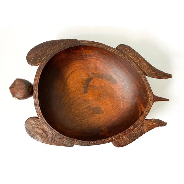Vintage Island Wood Carved Turtle Bowl For Sale - Image 12 of 13