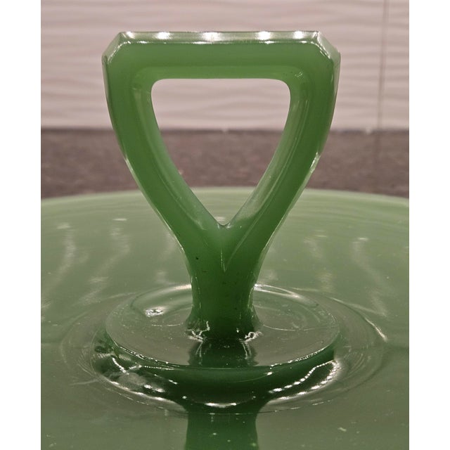 Jade Vintage 1950’s, Green Jadeite, Northwood Co., Tid-Bit Server. For Sale - Image 8 of 11