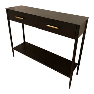 West Elm Black and Brass Console Table For Sale