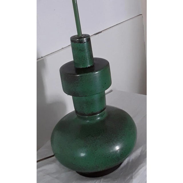 Large Ceramic Table Lamp with Wool Shade, 1970s For Sale - Image 3 of 6