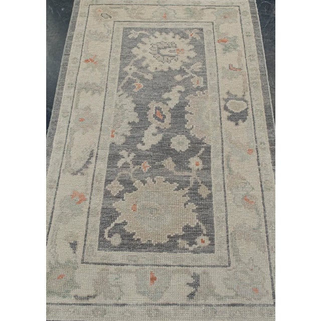 Textile Turkish Oushak Rug Charcoal, Sand & Terracotta Handwoven Wool Rug 2'8" X 4'8" For Sale - Image 7 of 8