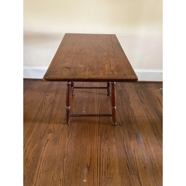 Rustic Early 19th Century Primitive Pine Table on Turned Splayed Legs For Sale - Image 3 of 9