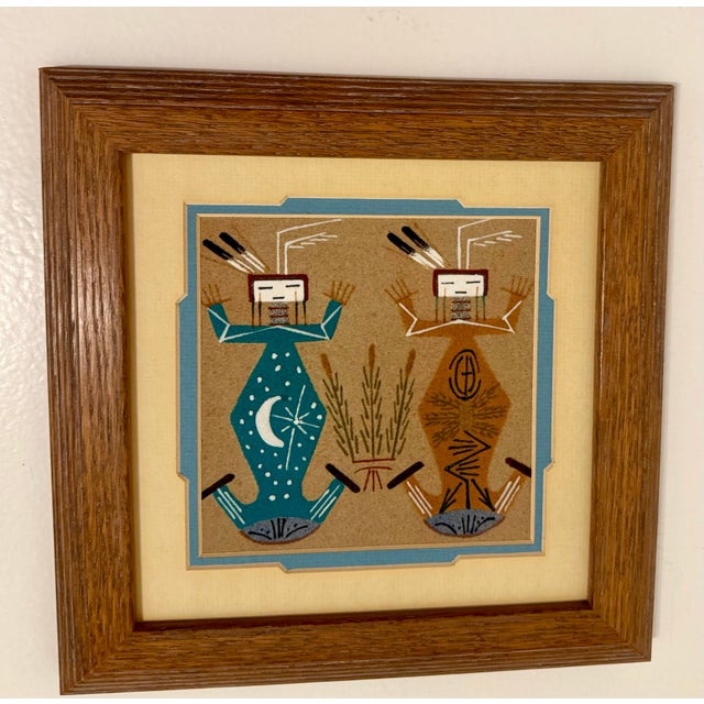 Sand Late 20th Century Signed Navajo Sand Paintings - Set of 2 For Sale - Image 8 of 12