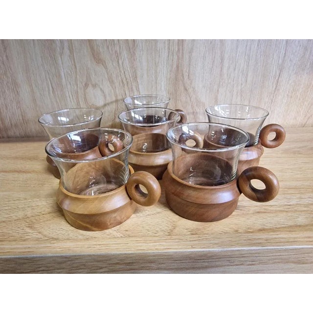 Vintage Cups in Teak, Set of 6 For Sale - Image 5 of 5