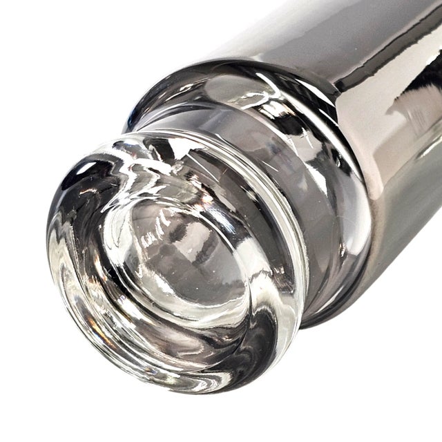 1970s Mercury Coated Collins Glasses Footed High Ball Tumblers Silver 5.875" For Sale - Image 5 of 7