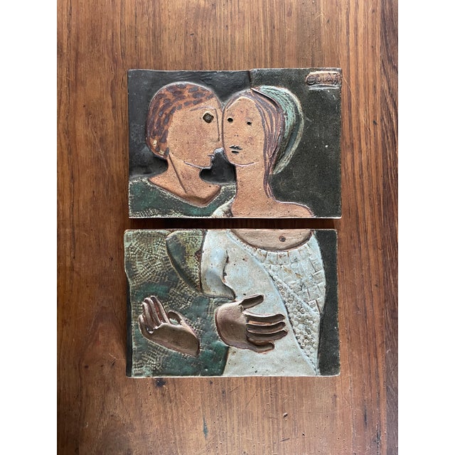 Modernist Figurative Wall Art Tiles in Polychrome Stoneware by Paulí (Lluís Pérez Calvo), 1975, Set of 2 For Sale - Image 11 of 11