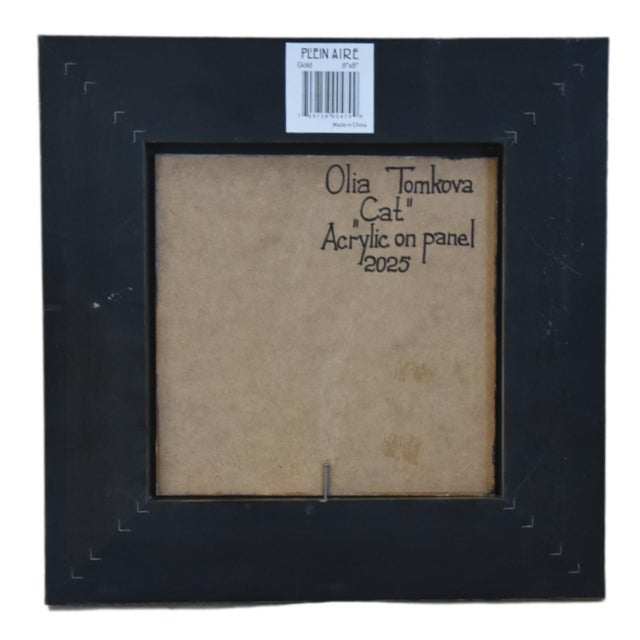 2020s Orange Cat Kitten Portrait Painting Including the Antiqued Gold Wood Frame For Sale - Image 5 of 5