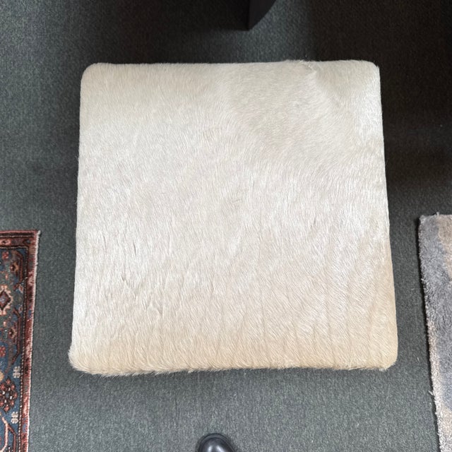 Contemporary Hair on Hide Vanity Stool, Off White For Sale - Image 3 of 12