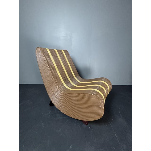Curvy Wavy Pencil Reed Rattan and Bamboo Lounge Chair, 1970s For Sale - Image 9 of 18